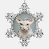 Elf Sphinx Cat-foto Tin Sneeuwvlok Ornament (Voorkant)