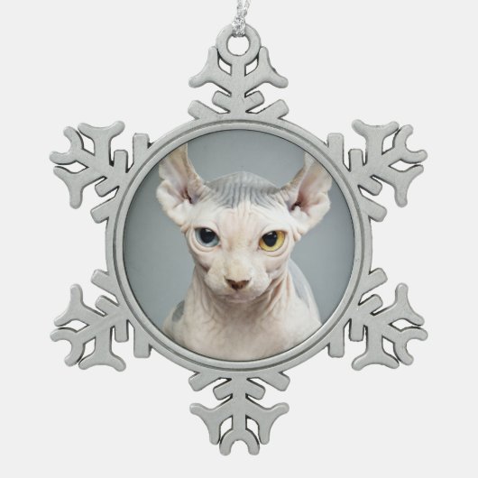 Elf Sphinx Cat-foto Tin Sneeuwvlok Ornament (Voorkant)