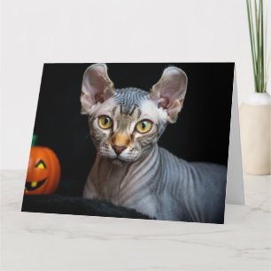Elf Sphynx Kat Foto Happy Halloween Kaart