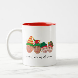 Elf squad 4 foto's Kerst Tweekleurige Koffiemok