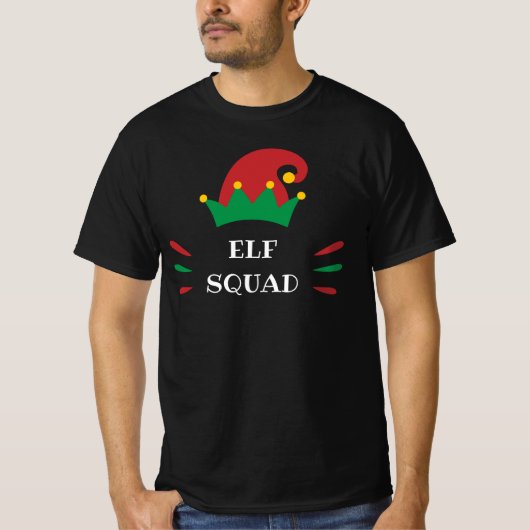 Elf Squad | Aanpasbare Kerst Elf Quote T-shirt (Voorkant)
