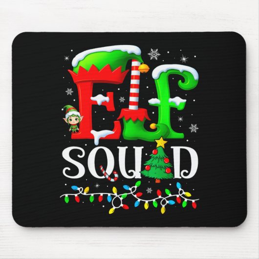 Elf Squad Christmas Family Matching Pajamas Elf Bo Muismat (Voorkant)