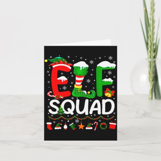 Elf Squad Christmas Family Matching Xmas Elf Pajam Kaart (Voorkant)