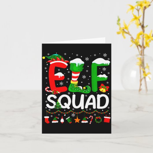 Elf Squad Christmas Family Matching Xmas Elf Pajam Kaart (Gele Bloem)