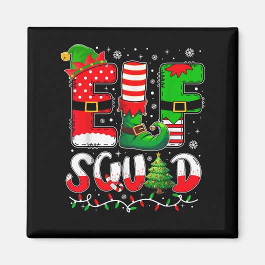 Elf Squad Christmas Family Matching Xmas Elf Pajam Magneet (Voorkant)