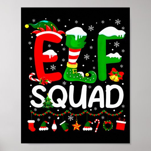 Elf Squad Christmas Family Matching Xmas Elf Pajam Poster (Voorkant)