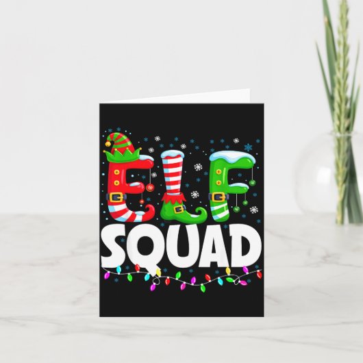 Elf Squad Christmas Family Matching Xmas Pajamas  Kaart (Voorkant)