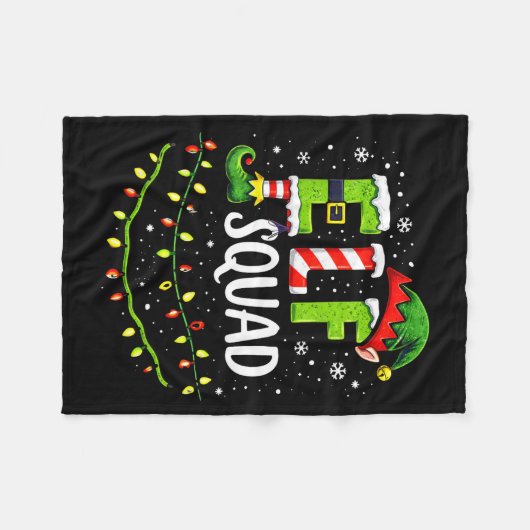 Elf Squad Christmas Lights Matching Holiday Crew  Fleece Deken (Voorkant (Horizontaal))