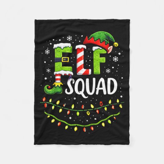 Elf Squad Christmas Lights Matching Holiday Crew Fleece Deken (Voorkant)
