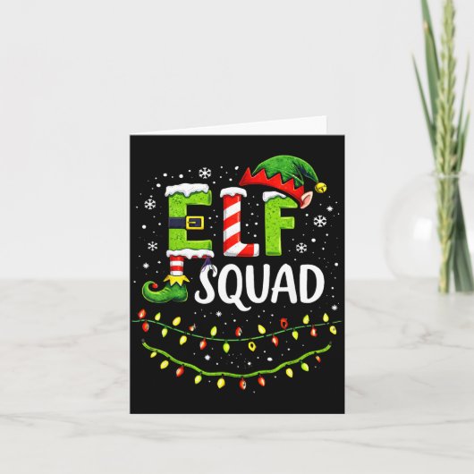 Elf Squad Christmas Lights Matching Holiday Crew  Kaart (Voorkant)