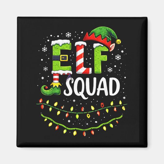 Elf Squad Christmas Lights Matching Holiday Crew  Magneet (Voorkant)
