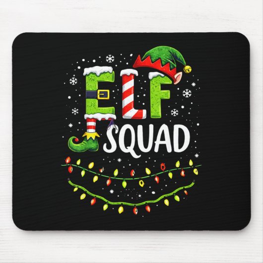 Elf Squad Christmas Lights Matching Holiday Crew  Muismat (Voorkant)