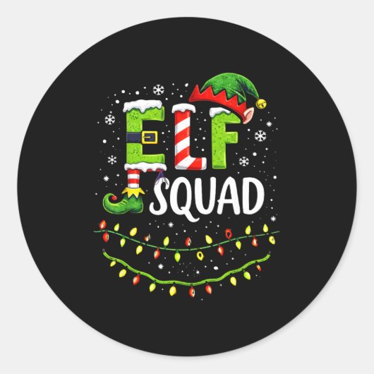Elf Squad Christmas Lights Matching Holiday Crew  Ronde Sticker (Voorkant)