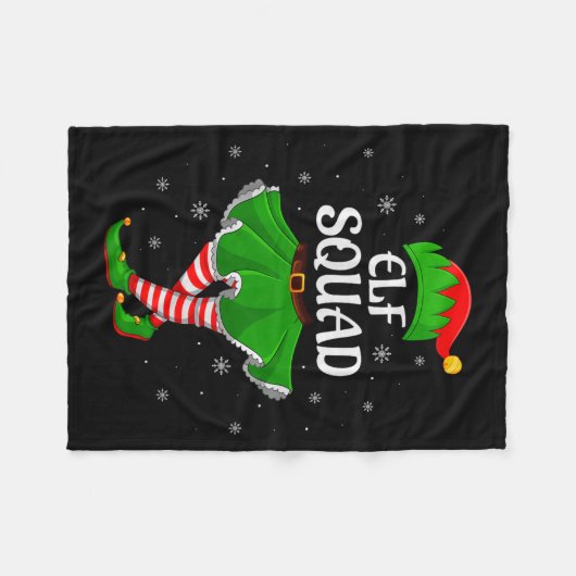 Elf Squad Christmas Matching Family Girls Women El Fleece Deken (Voorkant (Horizontaal))