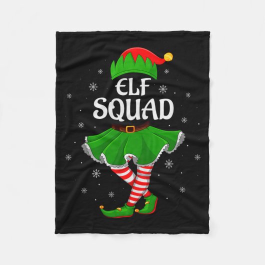 Elf Squad Christmas Matching Family Girls Women El Fleece Deken (Voorkant)