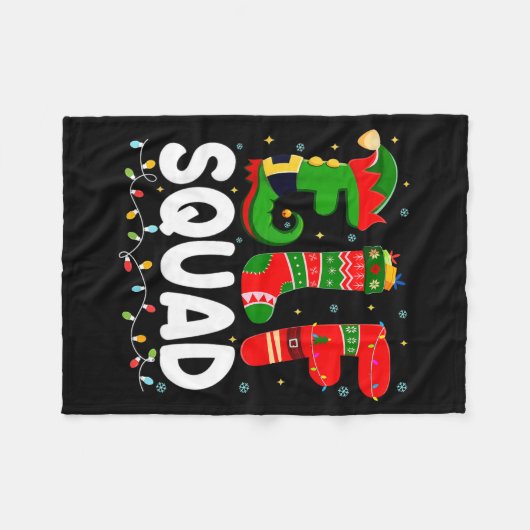 Elf Squad Family Christmas Matching Pajamas Xmas T Fleece Deken (Voorkant (Horizontaal))