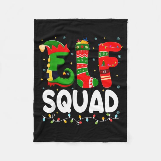 Elf Squad Family Christmas Matching Pajamas Xmas T Fleece Deken (Voorkant)