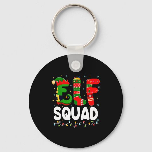 Elf Squad Family Christmas Matching Pajamas Xmas T Sleutelhanger (Voorkant)