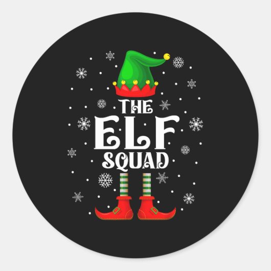 Elf Squad Family Matching Xmas Funny Christmas Vib Ronde Sticker (Voorkant)