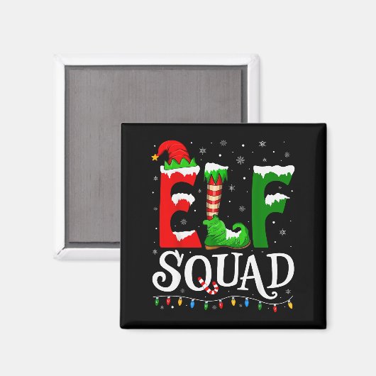 Elf Squad Funny Christmas Family Pajamas  Magneet (Voorkant / Achterkant)