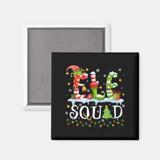 Elf Squad Funny Elf Family Christmas Matching Paja Magneet (Voorkant / Achterkant)