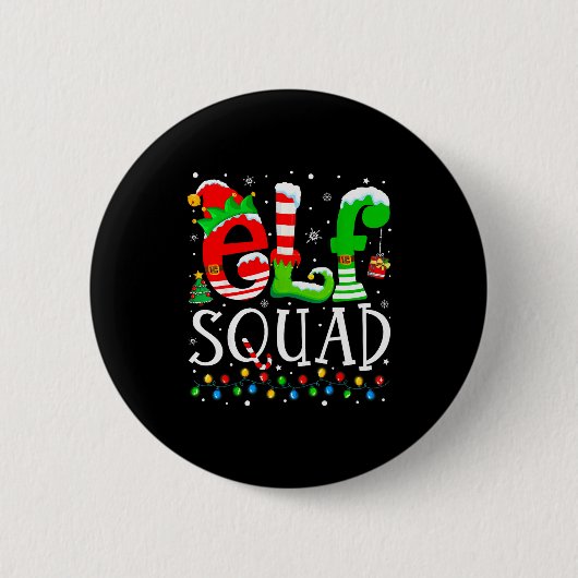 Elf Squad Funny Elf Family Christmas Matching Paja Ronde Button 5,7 Cm (Voorkant)