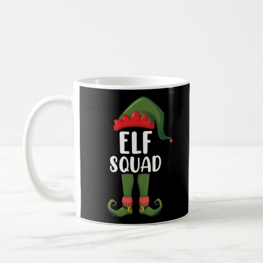 Elf Squad Funny Family Matching met Kerstmis Koffiemok (Links)