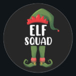 Elf Squad Funny Family Matching met Kerstmis Ronde Sticker<br><div class="desc">Elf Squad Funny Family Matching met Kerstmis</div>