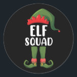 Elf Squad Funny Family Matching met Kerstmis Ronde Sticker<br><div class="desc">Elf Squad Funny Family Matching met Kerstmis</div>