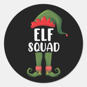 Elf Squad Funny Family Matching met Kerstmis Ronde Sticker