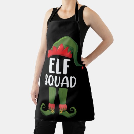 Elf Squad Funny Family Matching met Kerstmis Schort (Insitu)
