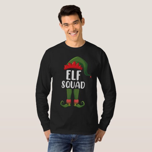 Elf Squad Funny Family Matching met Kerstmis T-shirt (Voorkant volledig)