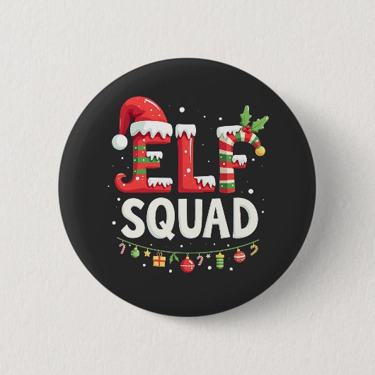 Elf Squad Grappige bijpassende kerstoutfit Ronde Button 5,7 Cm (Voorkant)