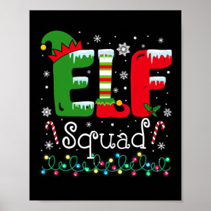 Elf Squad Grappige Elf Familie Kerst Matching Paja Poster