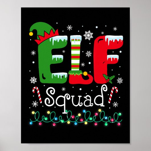 Elf Squad Grappige Elf Familie Kerst Matching Paja Poster (Voorkant)