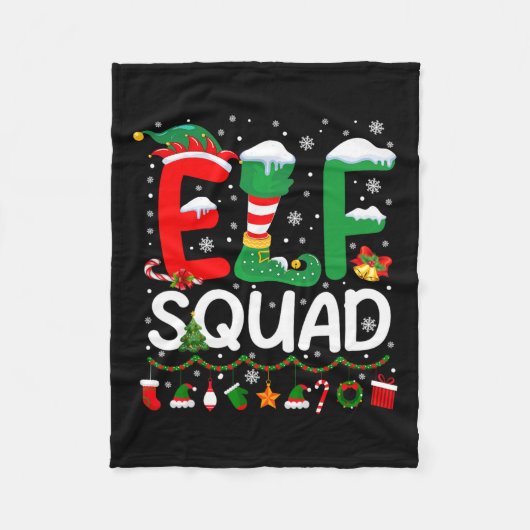 Elf Squad Kerst Familie Matching Pyjamas Kinder F Fleece Deken (Voorkant)