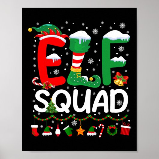Elf Squad Kerst Familie Matching Pyjamas Kinder F Poster (Voorkant)