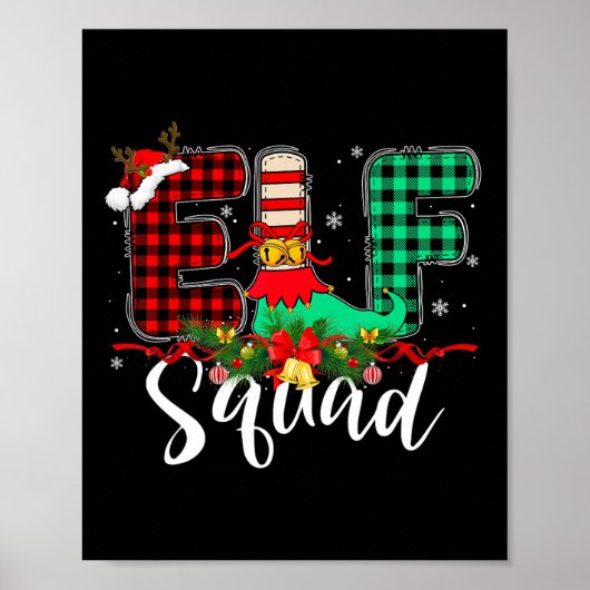 Elf Squad Kerstmis Familie Groep Matching Santa XM Poster (Voorkant)