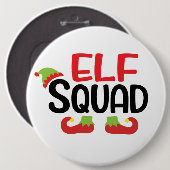 Elf Squad Kerstmis Ronde Button 6,0 Cm (Voorkant /achterkant)