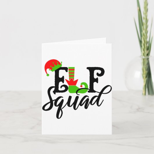 Elf Squad Modern Tygraphy Christmas Holidays  Kaart (Voorkant)