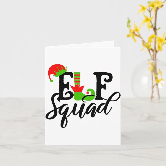 Elf Squad Modern Tygraphy Christmas Holidays  Kaart (Gele Bloem)