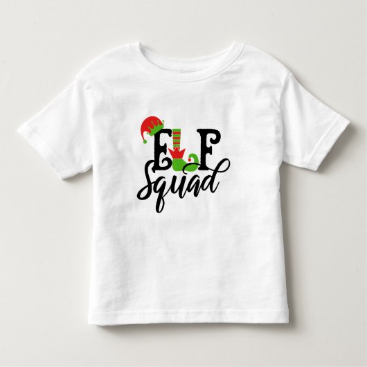 Elf Squad Moderne Typografie Kerst Feestdagen Kinder Shirts (Voorkant)