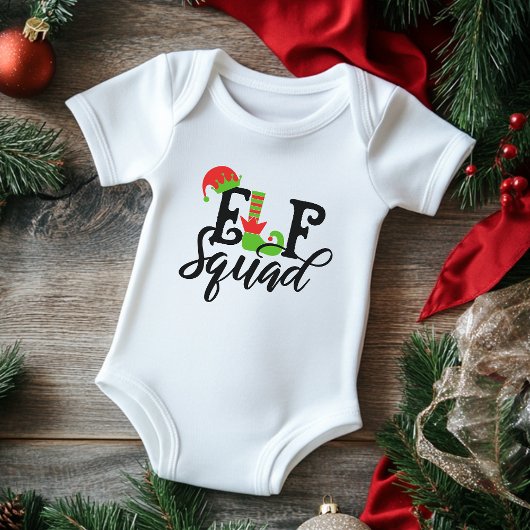 Elf Squad Moderne Typografie Kerst Feestdagen Romper