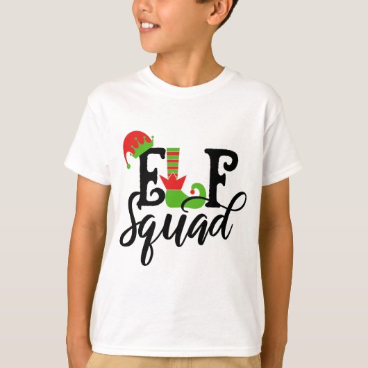 Elf Squad Moderne Typografie Kerst Feestdagen T-shirt (Voorkant)
