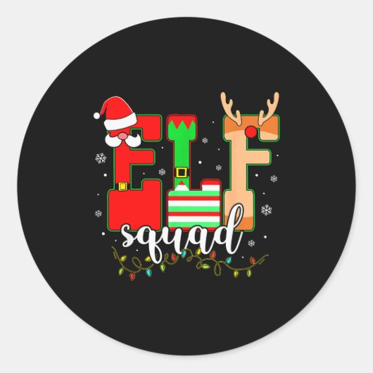 Elf Squad Pajamas For Women Adults Girls Boys Kids Ronde Sticker (Voorkant)