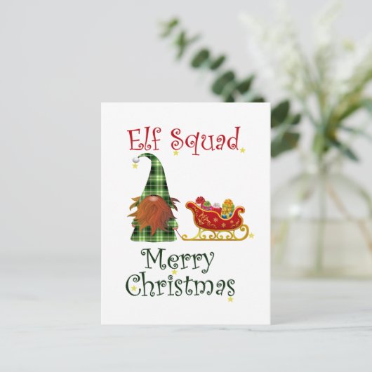 Elf squad vrolijk kerstfeest briefkaart (Staand voorkant)