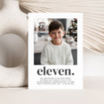 Elf Square Photo First Birthday Invitation Kaart<br><div class="desc">Een moderne uitnodiging van de elfde verjaardag met je eigen foto en het woord 'elf' eronder. U kunt alle tekstkleur en stijlen ook uitgeven - enkel klik de "Personalize"knoop -> "uitgeven gebruikend ontwerphulpmiddel".</div>