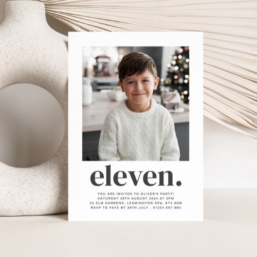Elf Square Photo First Birthday Invitation Kaart
