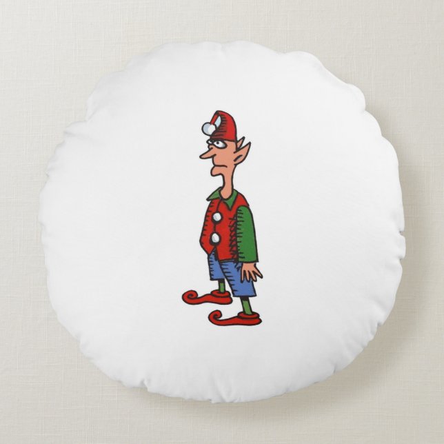 Elf Staande Bij Aandacht Rond Poly Kussen (Voorkant)