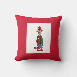Elf Staande Bij Aandacht vierkant rood worp kussen